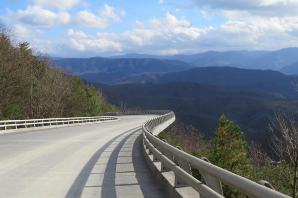 On the second half of our tour we ride along a portion of the Blue Ridge Parkway visiting it’s highest point at 6,053 feet and then end in Asheville