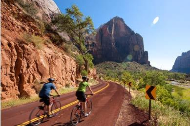 Wind through peculiar passageways of hoodoos, and pink twisted cliffs! Bryce and Zion National Parks offer a great experience for riders of all ability levels