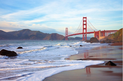 Golden Gate Bridge. Cycling in California